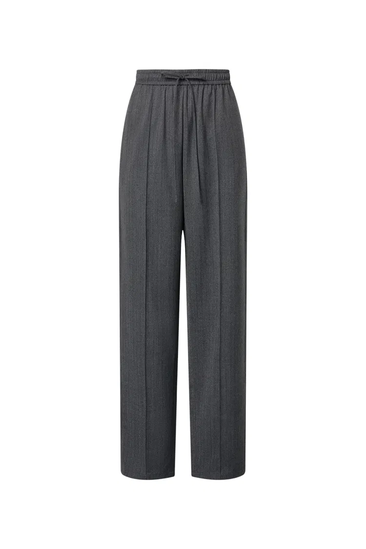Constantine Front Tie Relaxed Fit Pants in Wool Herringbone