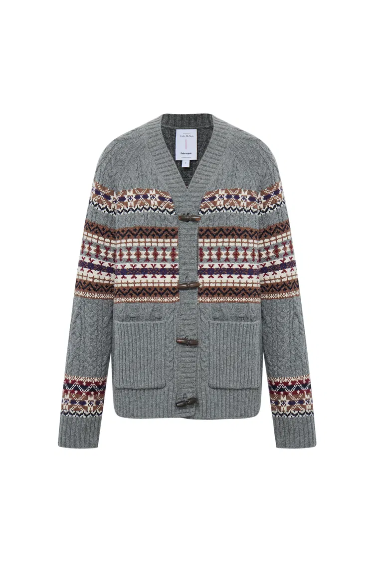 Coll Fair Isle Cardigan in Chunky Merino Wool Knit
