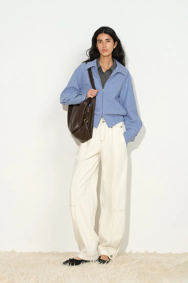 Josephine Striped Shirt Jacket in Cotton Blend