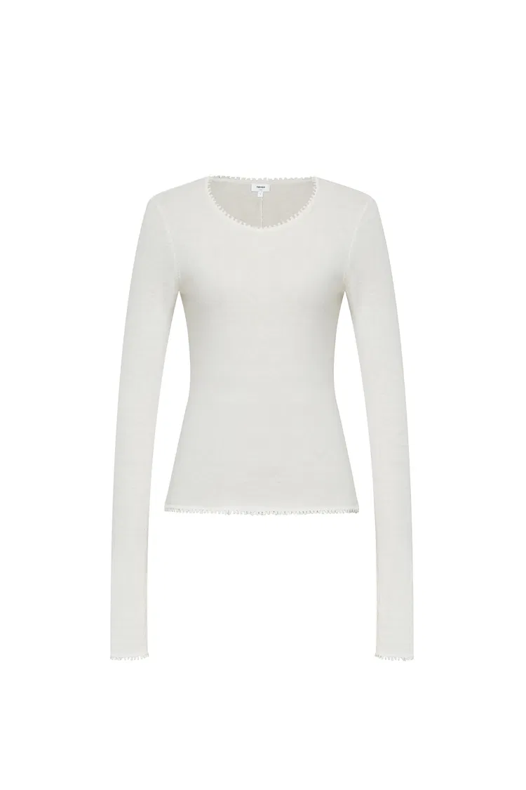 Basic Sheer Base Shirt in Cotton-Cashmere Knit