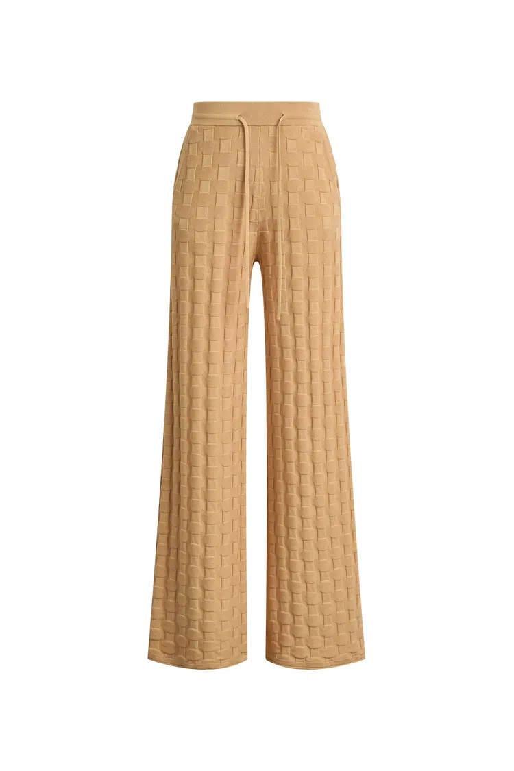 Elowen Textured Wide Leg Pants in Cotton Blend Knit