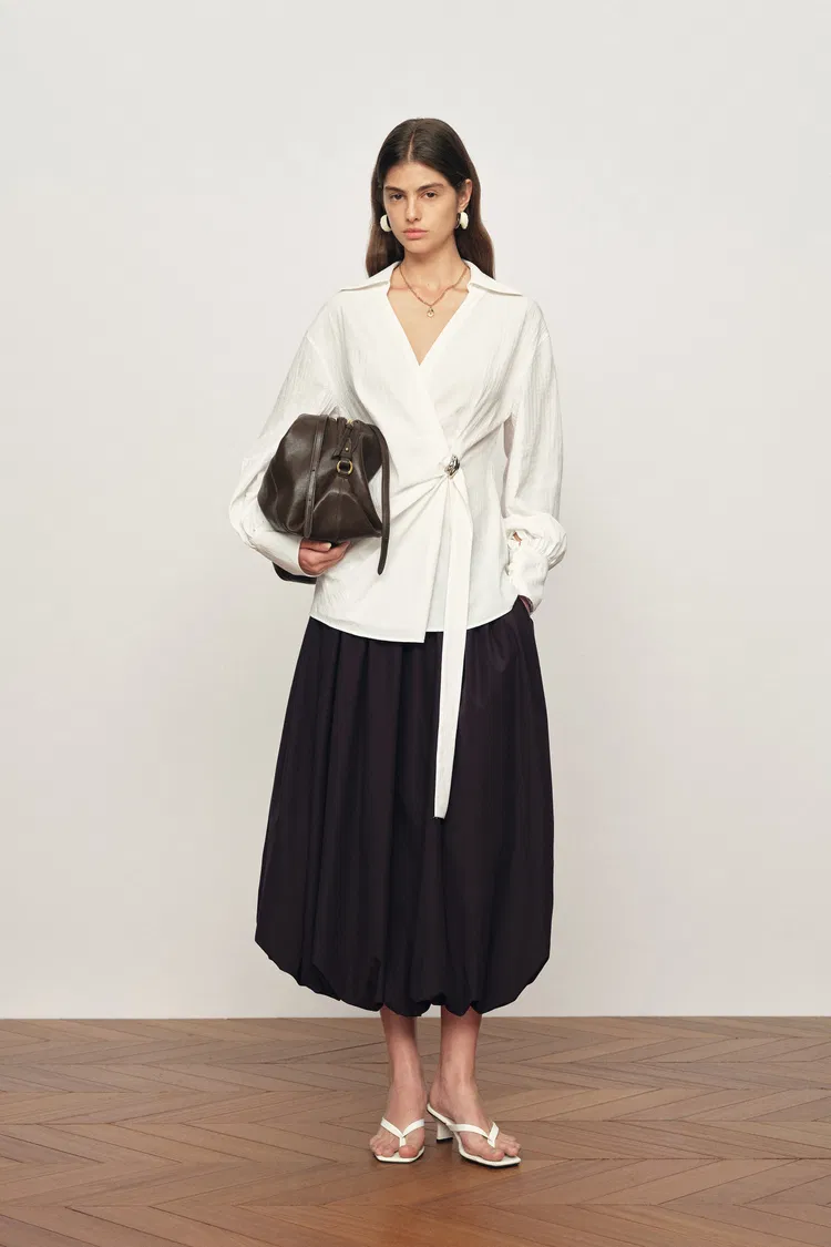 Freya Twisted Drape Sleeveless Top and Bubble Skirt Set in Cotton Blend