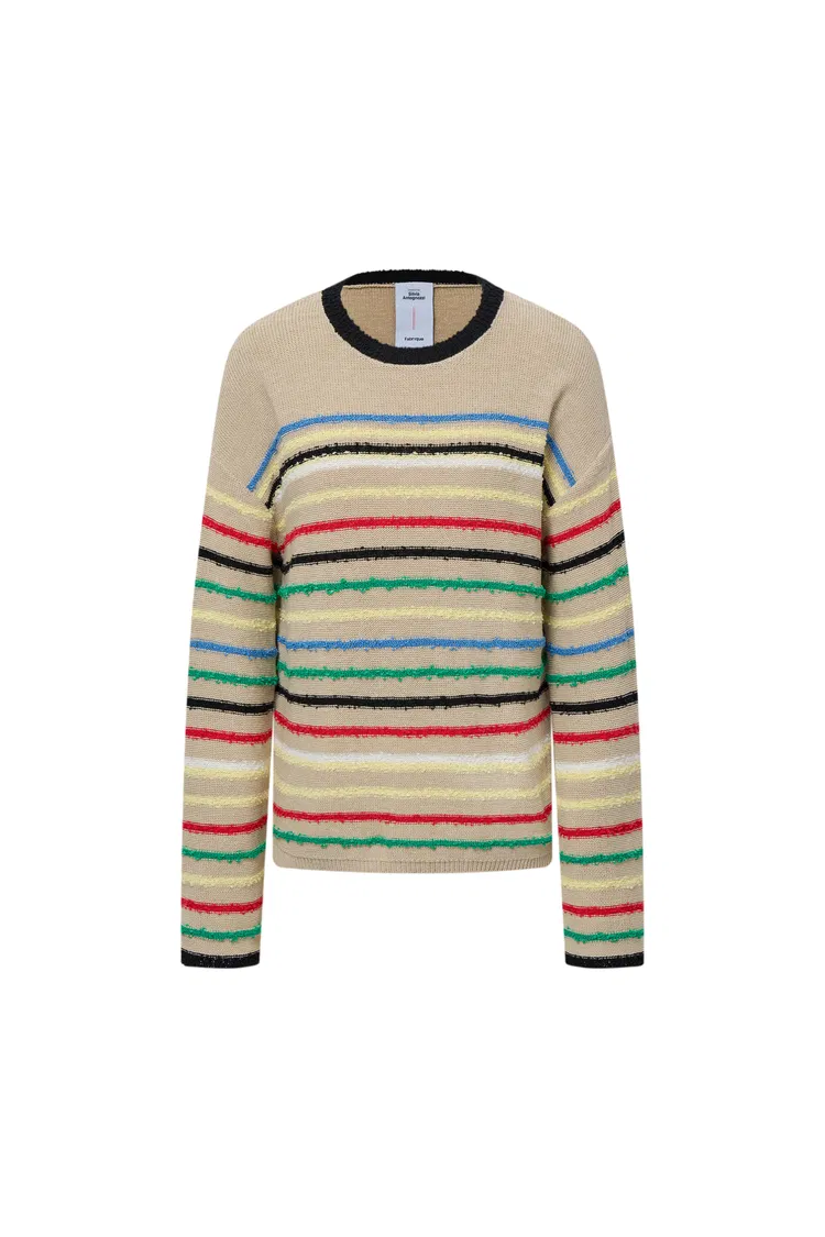 Blair Rainbow Striped Sweater in Linen Blend Knit