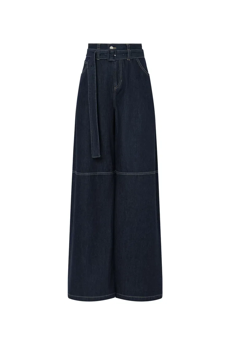 Cassia Raw Denim Wide Leg Jeans in Raw Denim