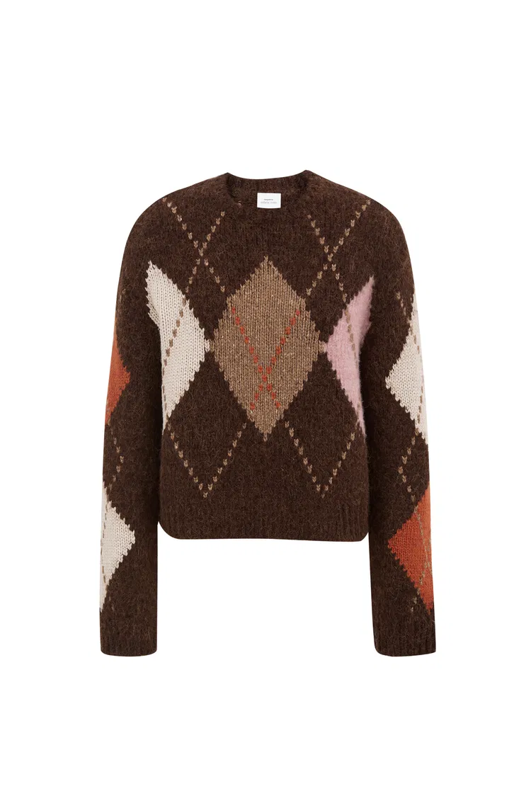 Faye Argyle Sweater in Baby Alpaca Blend Knit