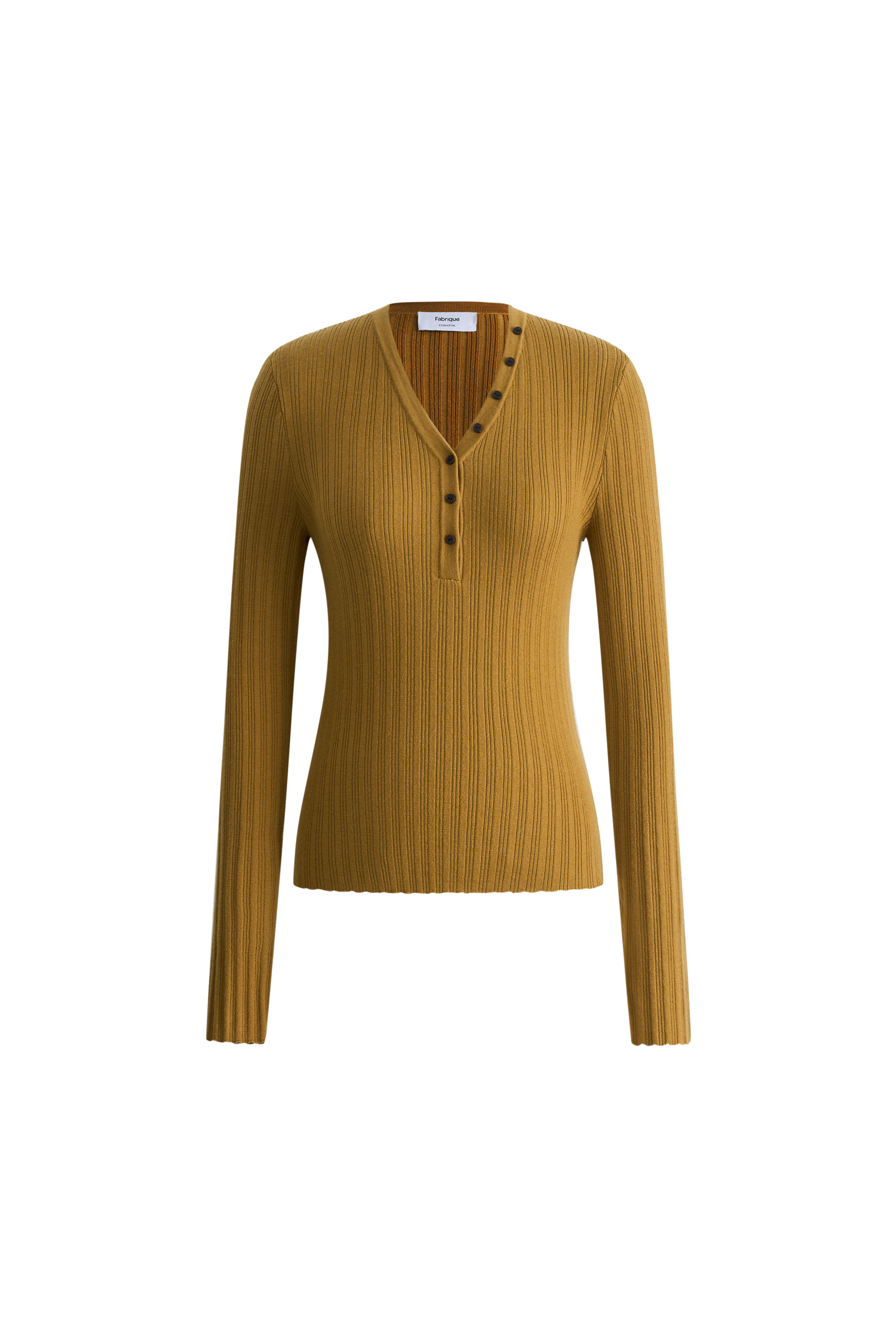 Vivi Henley Top in Stretchy Rib Knit Merino Wool – fbrq.com