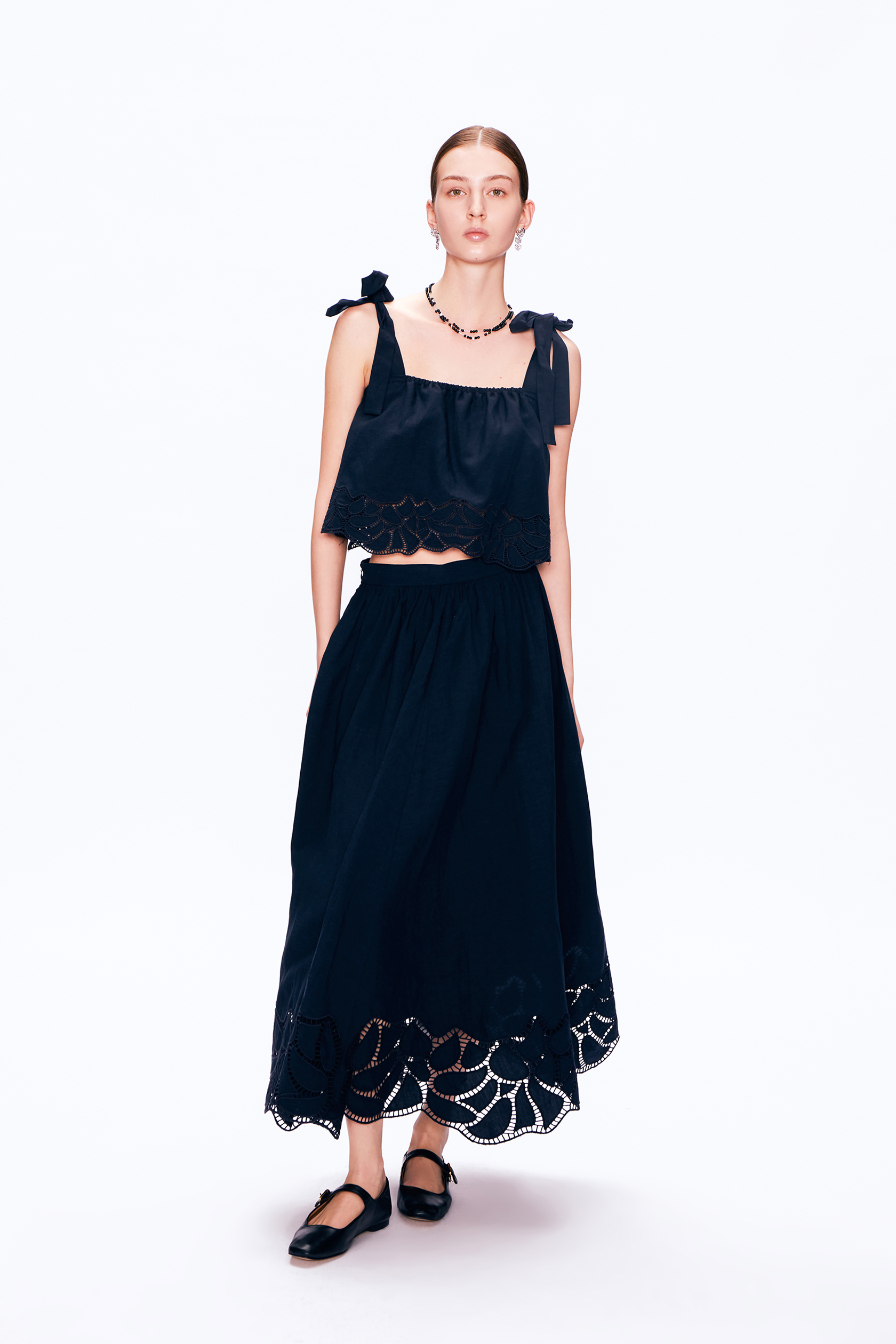 Sofia Embroidery Sleeveless Top and Skirt Set – fbrq.com