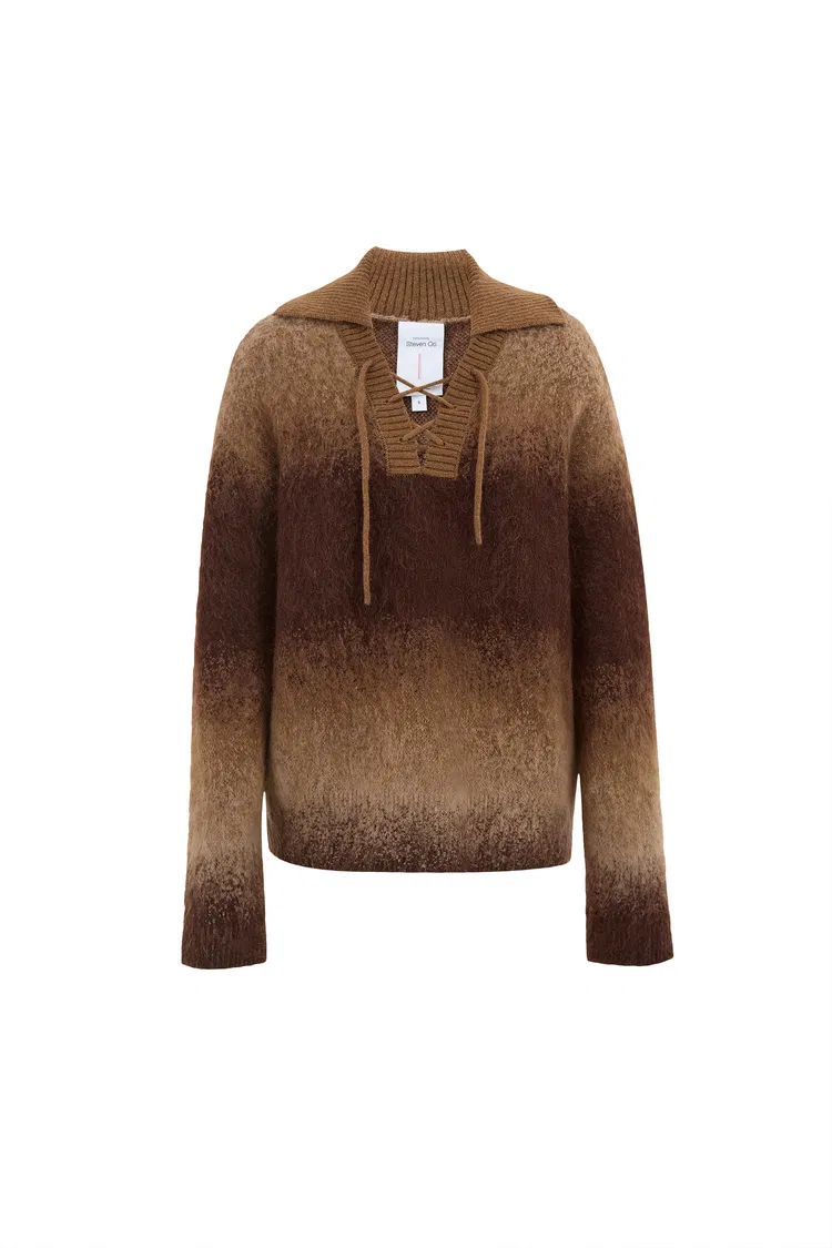 Ivy Collared Sweater in Kid Mohair Wool Knit