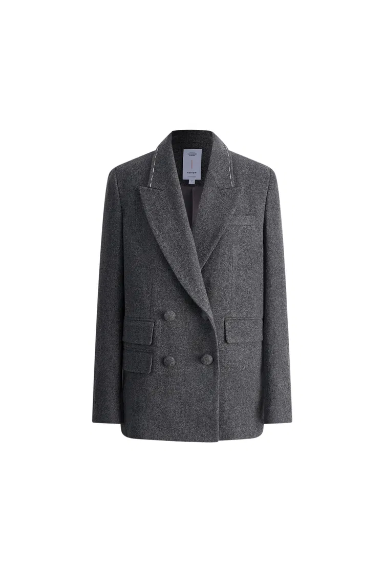 Ava Hand Work Contrast Stitching Blazer in Australian Merino Wool