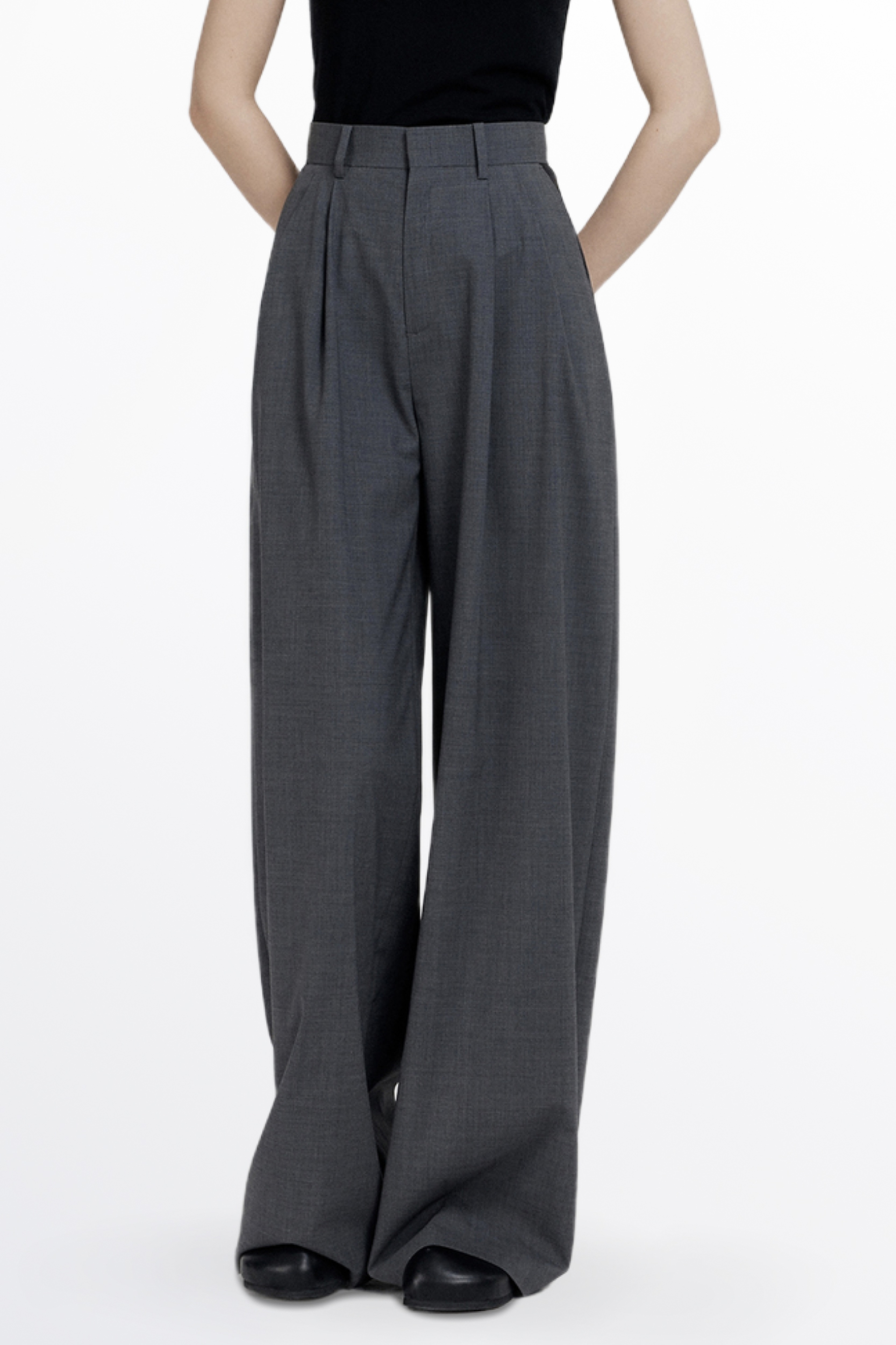 【INCHANT ME】Louis Wool Banding Wide Slacks INCHANT ME】Louis Wool Banding Wide Slacks (INCHANT ME