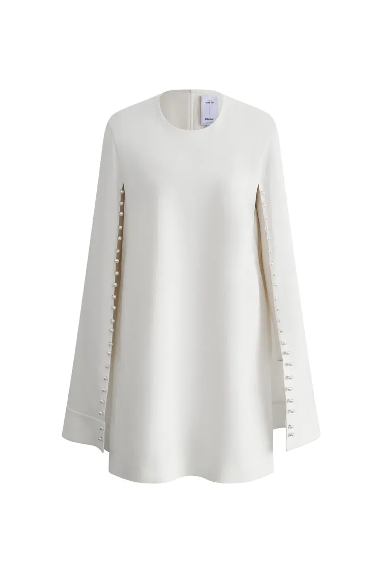 Audrey Pearl Short Cape Dress in Triacetate Blend