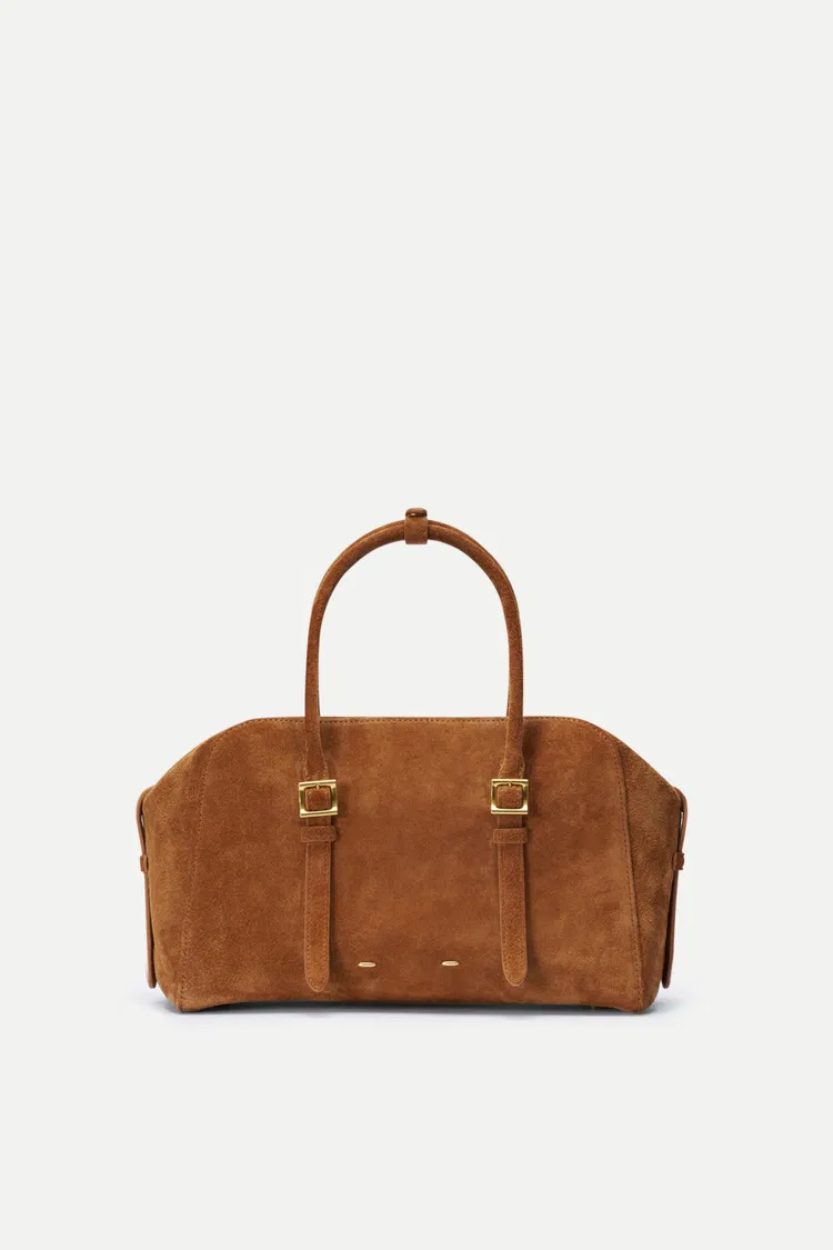 Monti Small Boston Bag in Top Grain Cowhide Suede