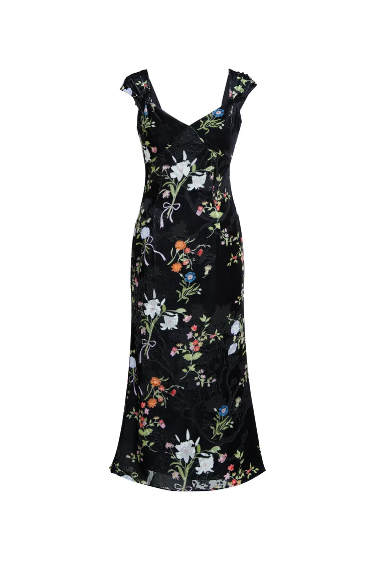 Josephine Silk Velvet Burnout Mermaid Dress