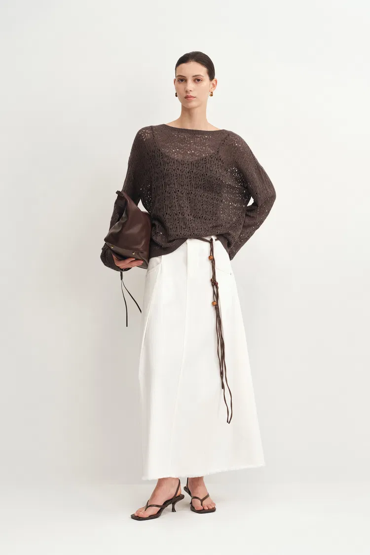Matthew Reversible Front or Back Sweater in Cashmere Blend Knit