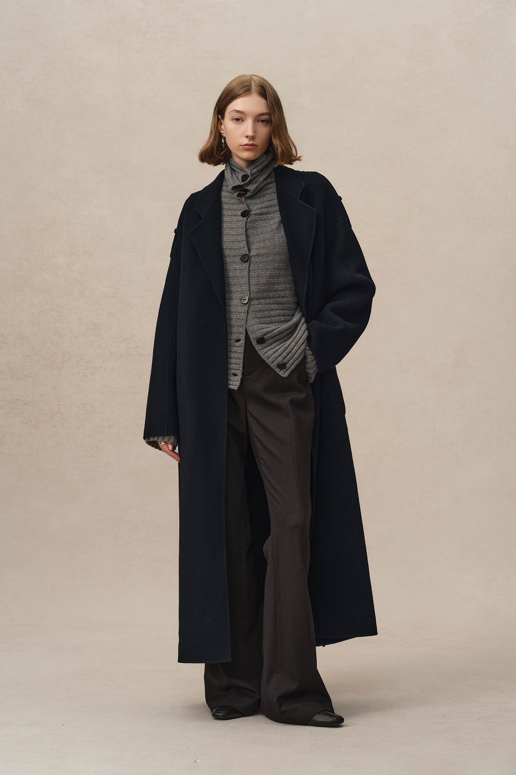 ジャケット・アウター louren big shawl collar double coat Men Slim Winter Coat Lapel Collar Long Sleeve Padded Leather