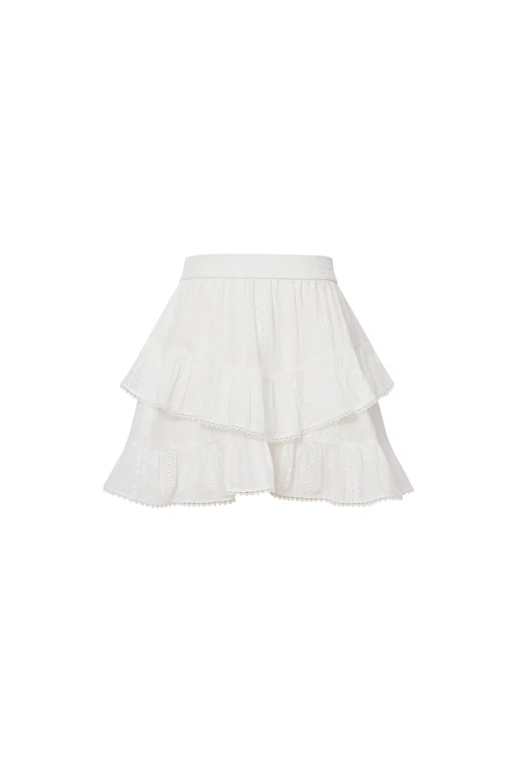 Vicky Ruffle Mini Skirt in Fine Cotton Voile