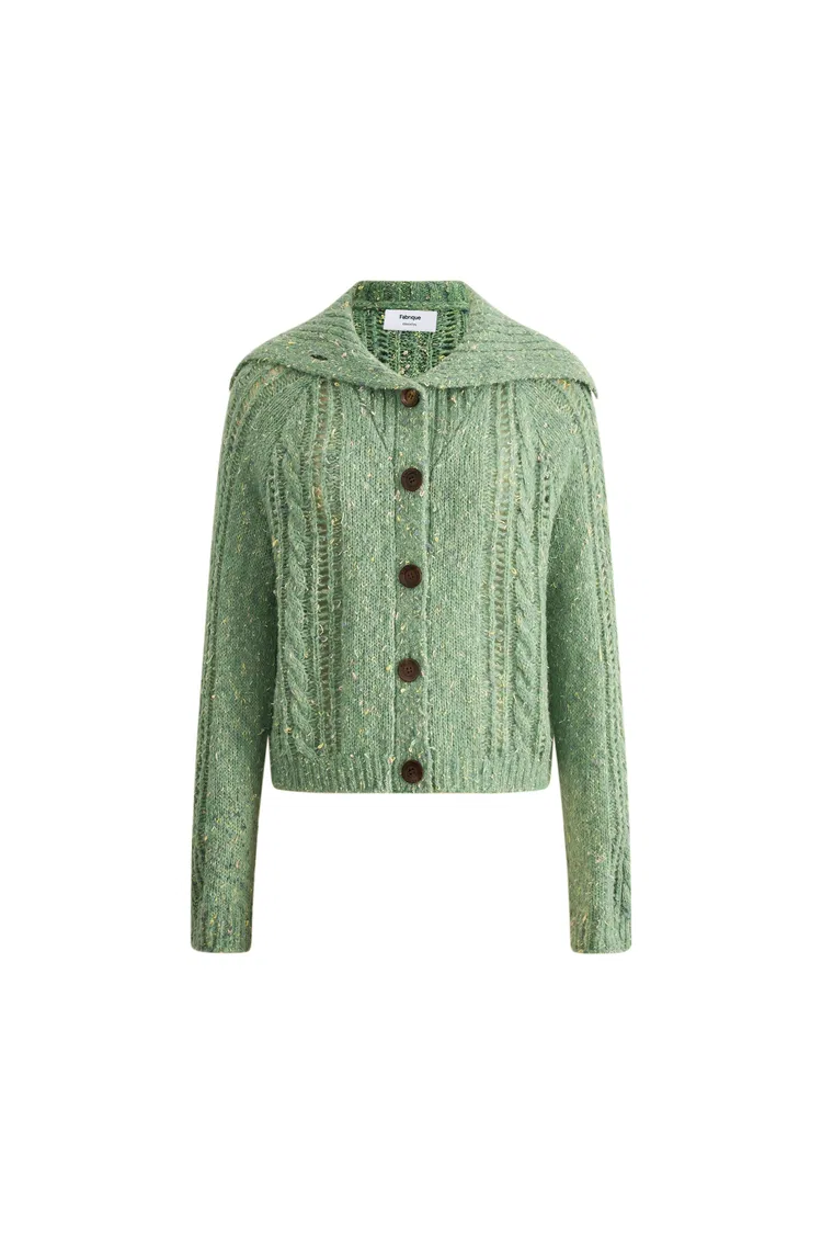 Rosalina Convertible Shawl Collar Cardigan in Merino Wool Cable Knit