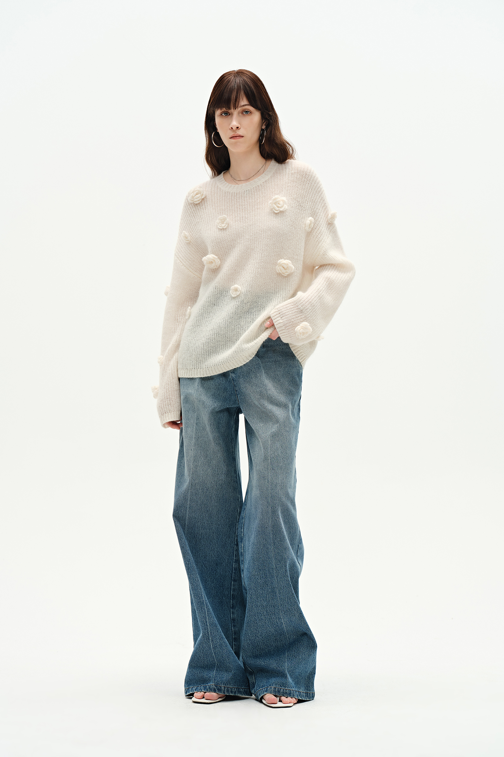 Sally Knit Sweater in Angora Mohair – fbrq.com