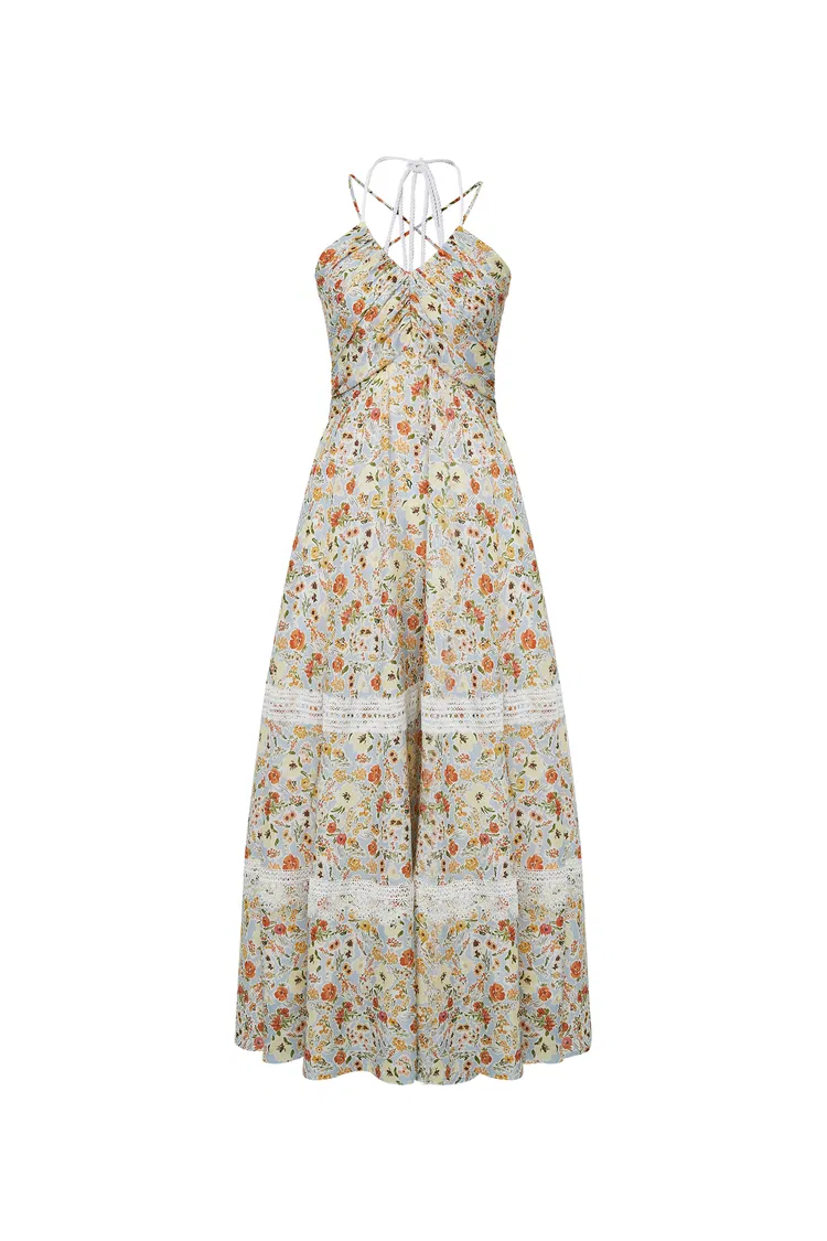 Sijia Flora Lace Dress in Tencel Linen