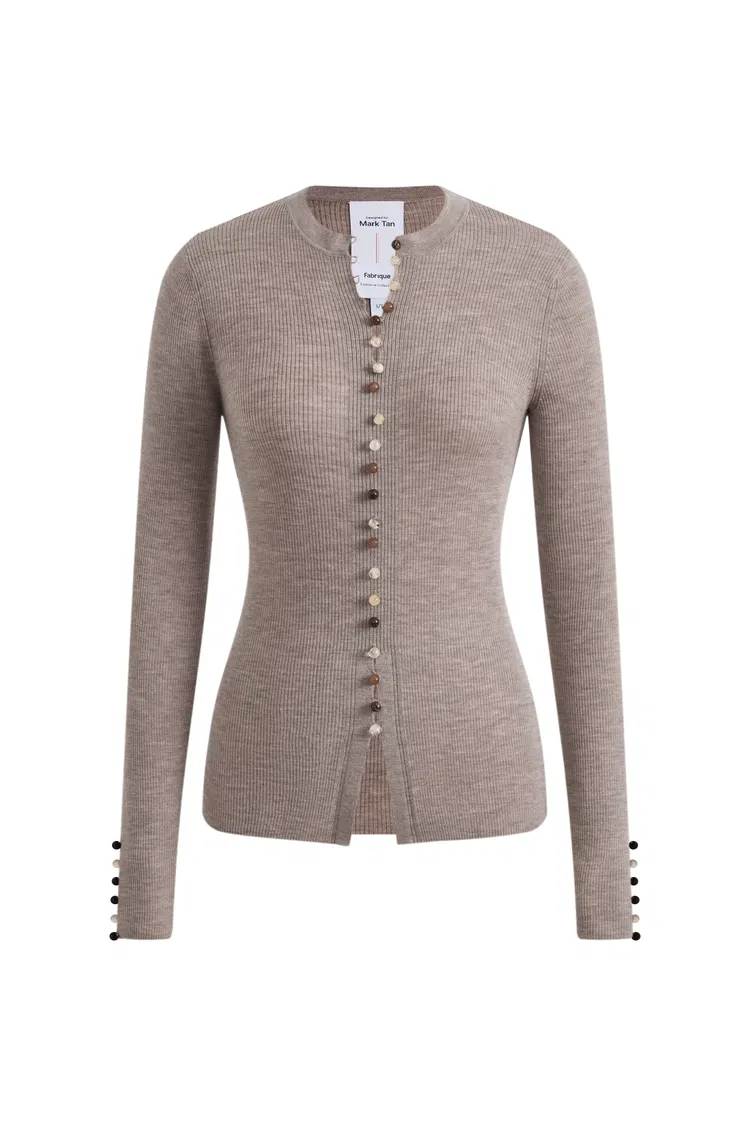 Kaia Slim Fitted Cardigan in Dense Rib Knit