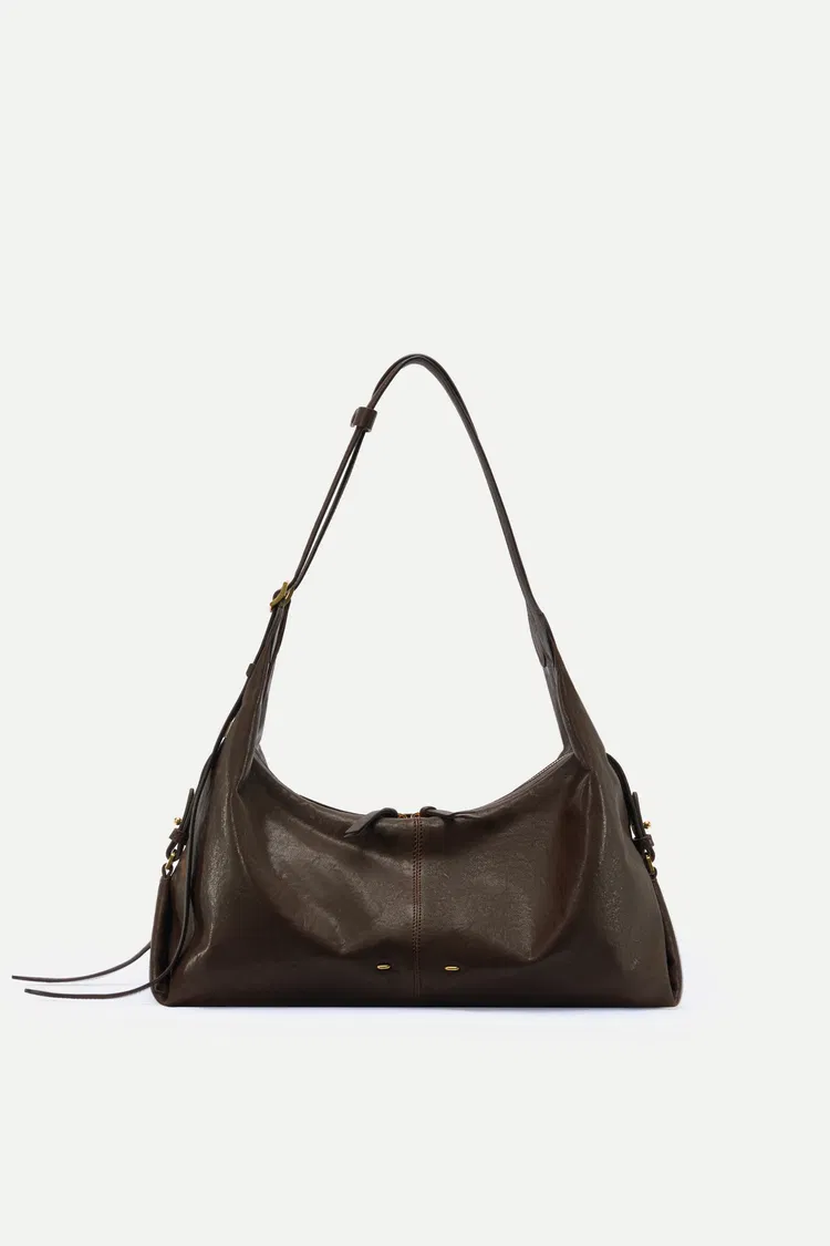 Aura Slouchy Medium Hobo Bag in Vegetable-Tanned Leather