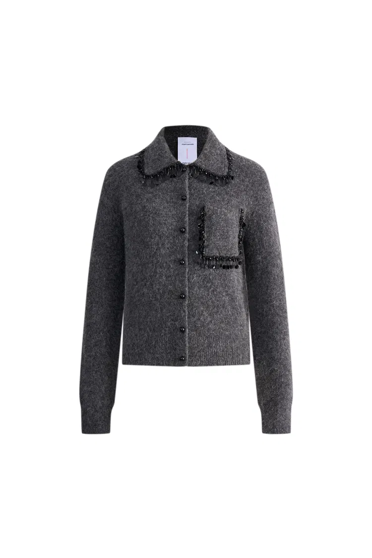 Vivienne Beaded Collar Sweater in Alpaca Blend