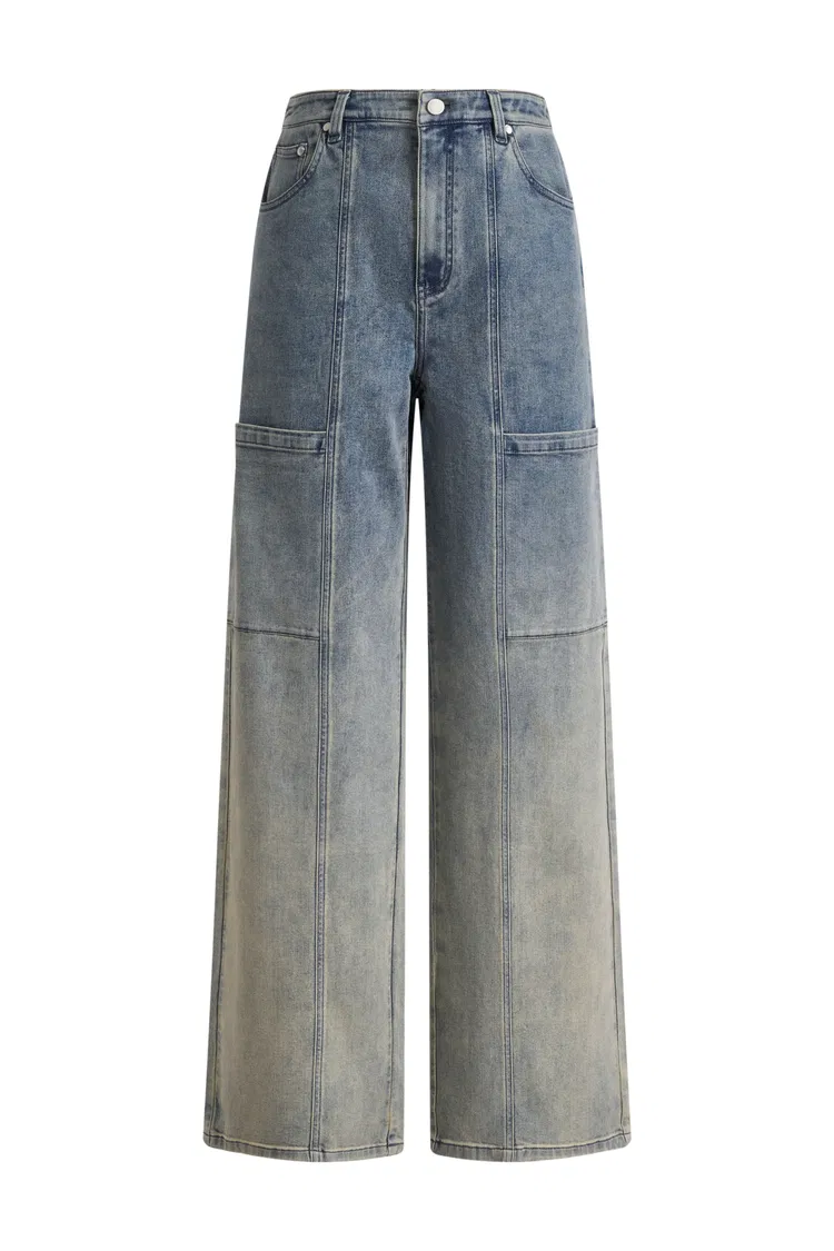 Spice Gradient Mud Dyed Straight Leg Jeans in Stretch Cotton Denim