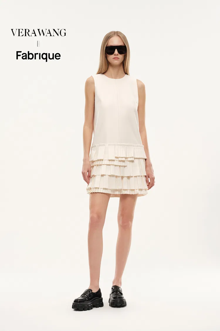 Alice Layered Asymmetric Accordion Dress in Lightweight Blend