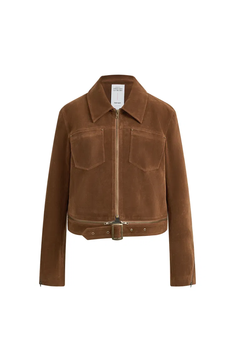 Erica Faux Suede Jacket in Flocked Fabric