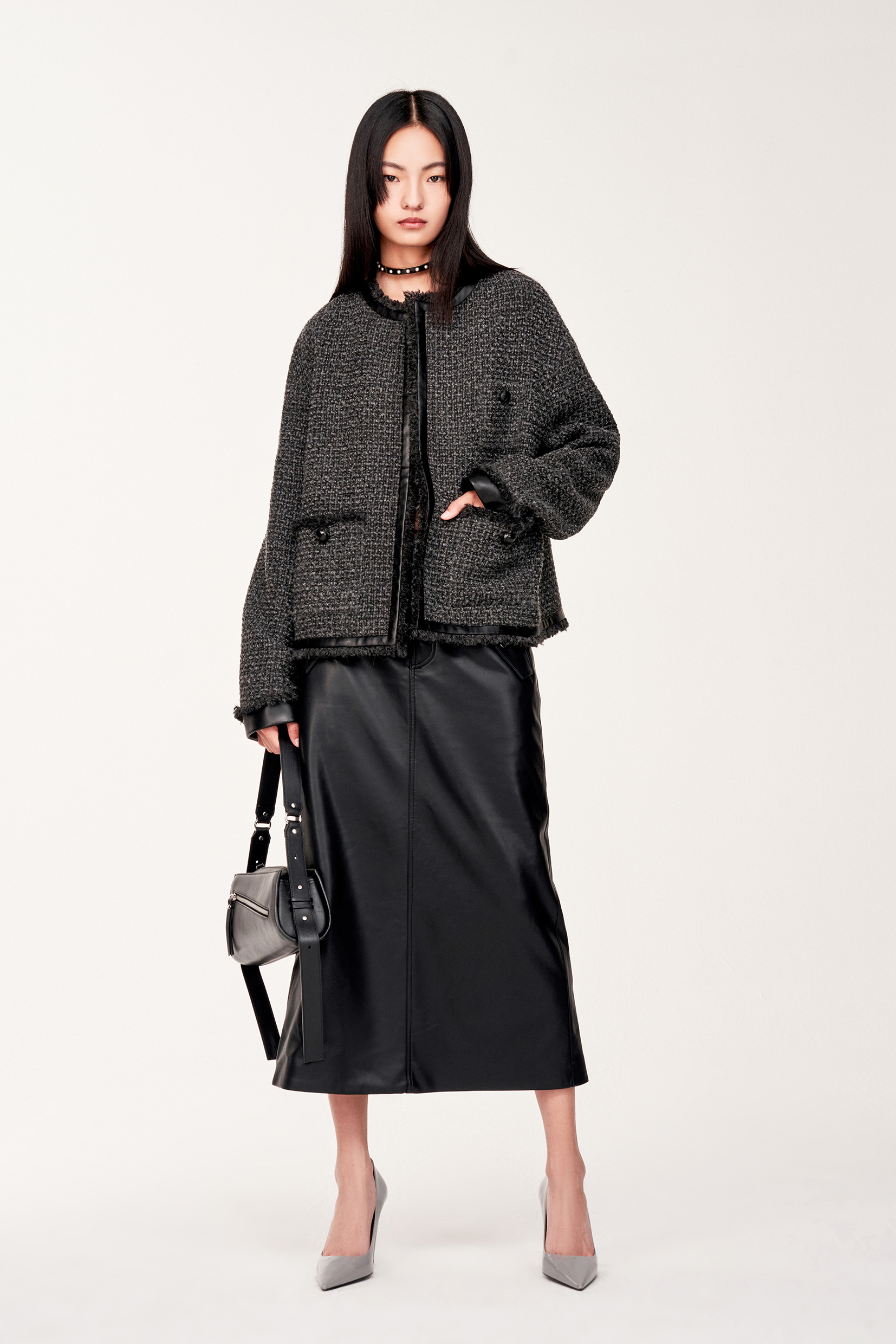 Lucia Jacket in Wool Blend Tweed – fbrq.com