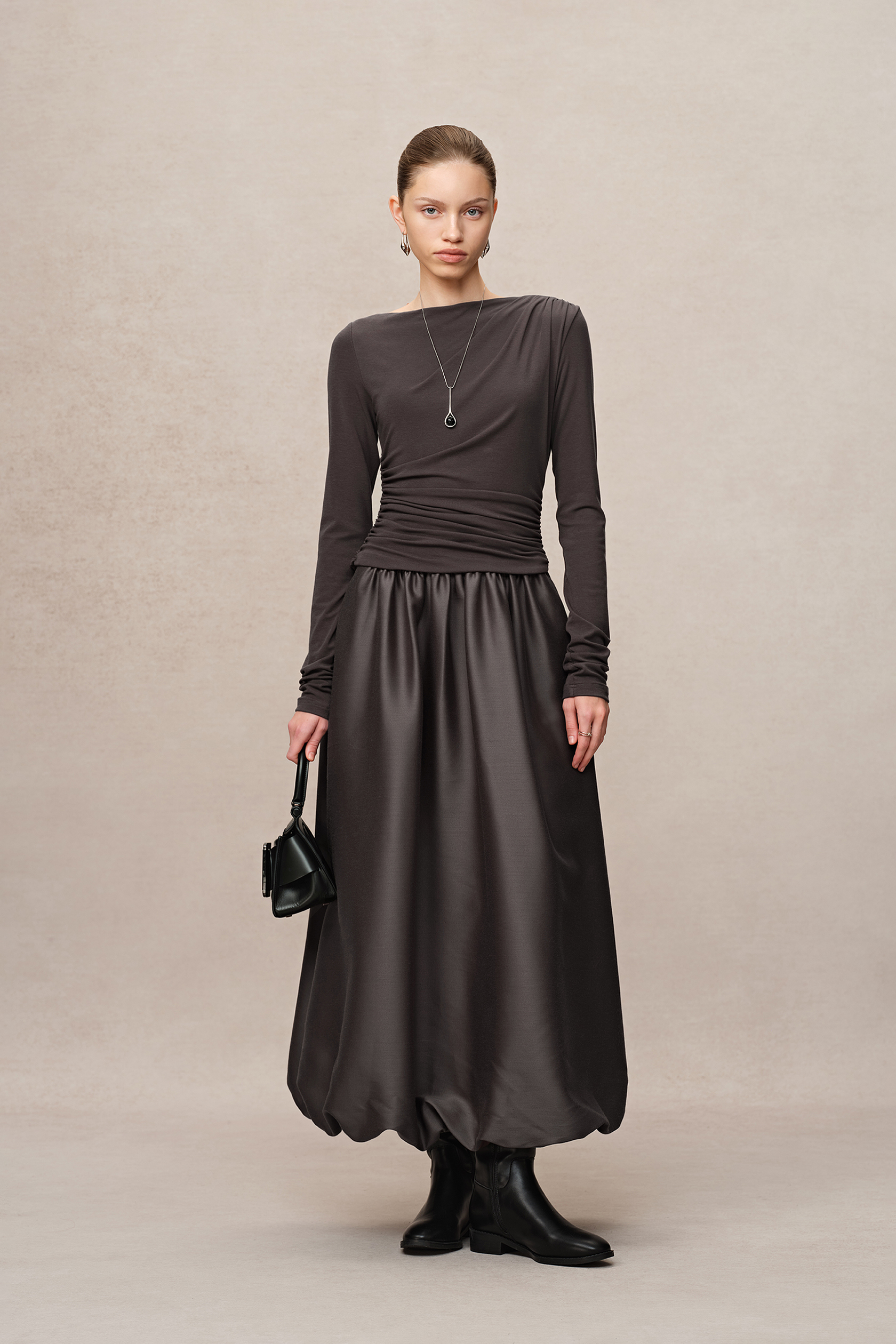 〈GALERIE VIE〉silkblend spring coat LEESLE Silver Month Maxi See Through Coating Coat | KOODING
