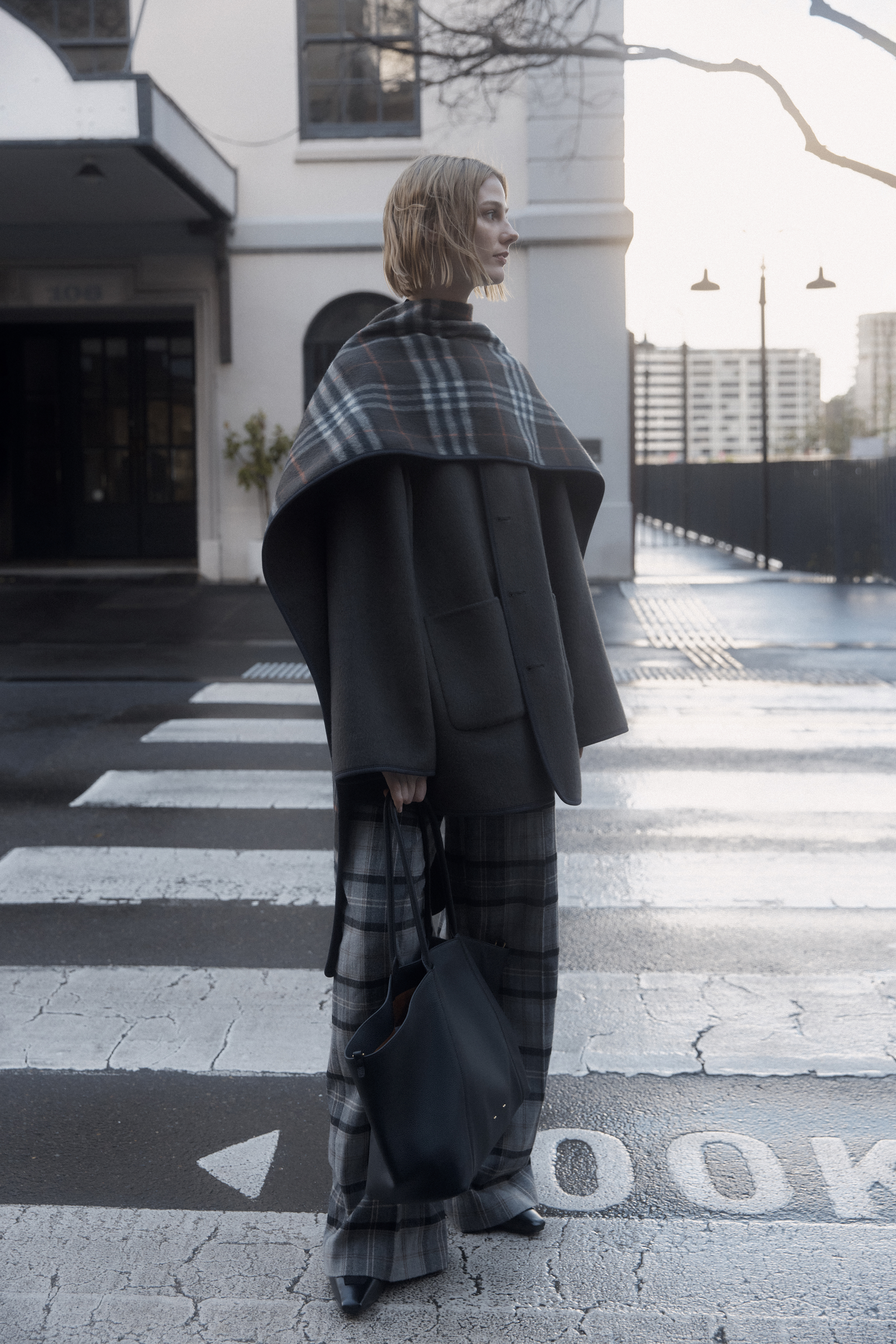 Cecilia Reversible Tartan Check Double Face Short Coat in Wool