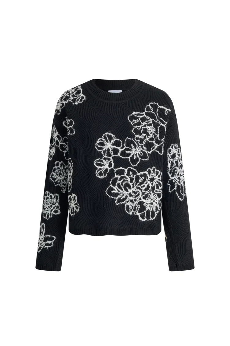 Poppy Flora Long Sleeve Sweater in Merino Wool