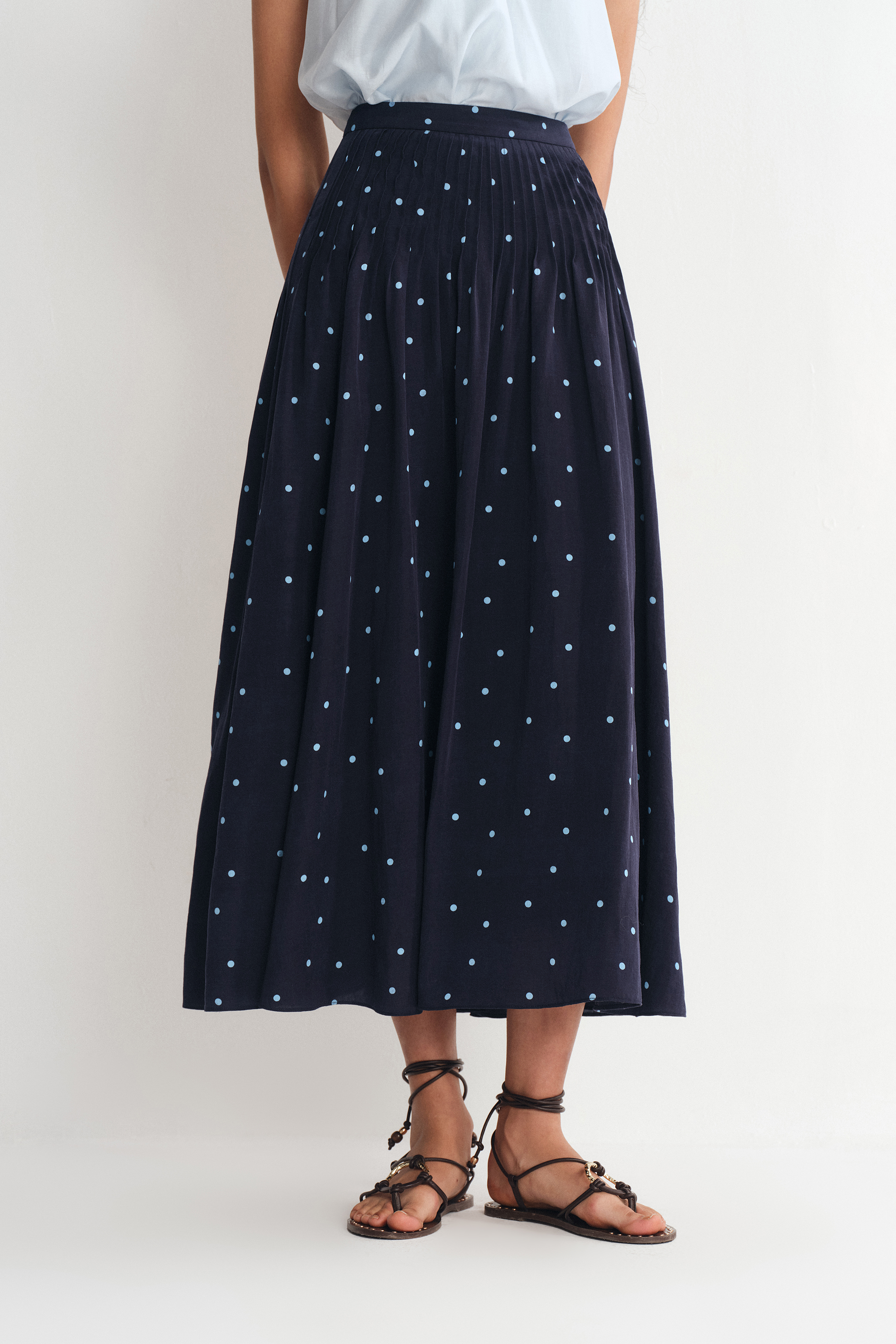 Nora Polka Dot Skirt in Linen Blend –