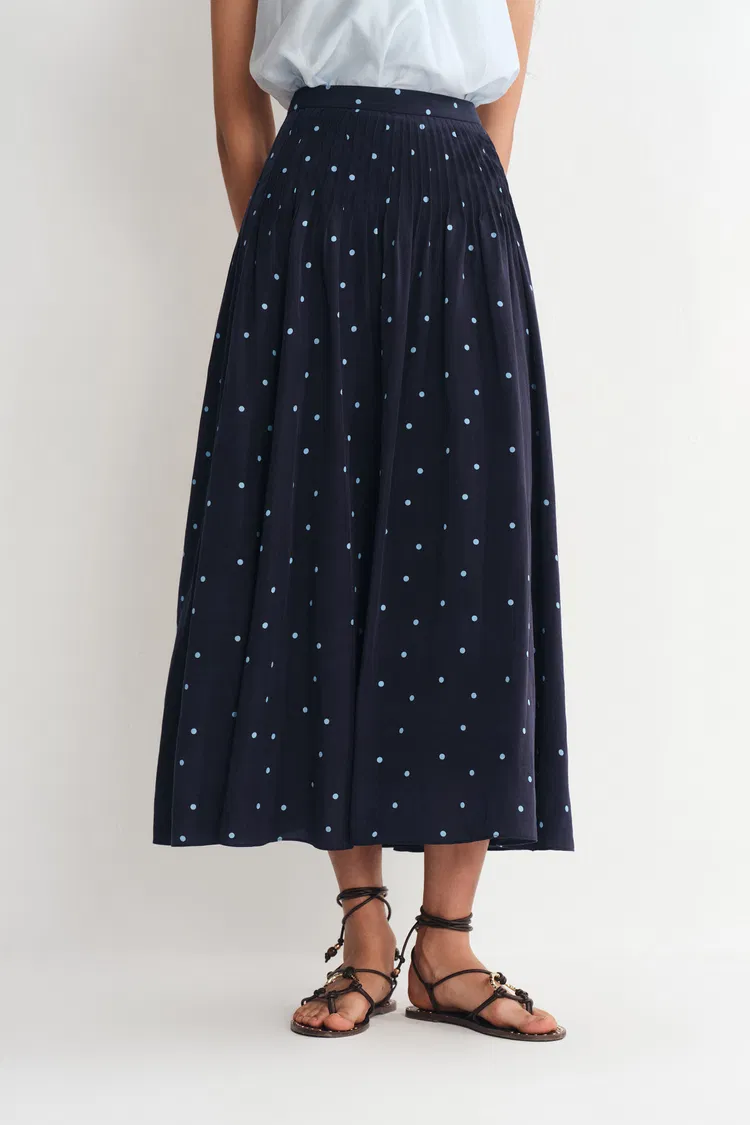 Nora Polka Dot Skirt in Linen Blend Ma3