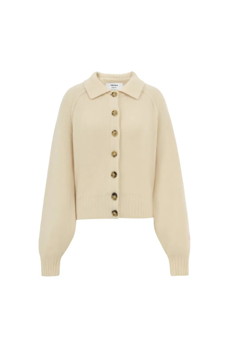 Demi Collared Cardigan in Merino Wool-Cashmere