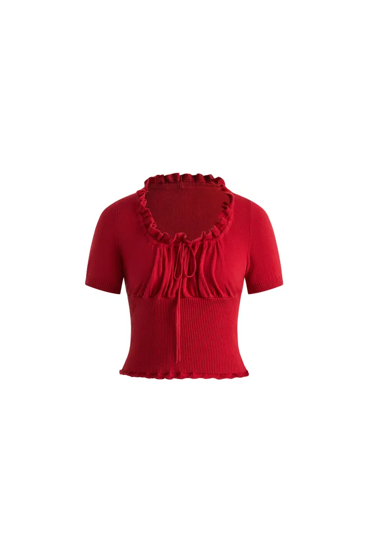 Aikena Crocheted Top in Cotton Knit