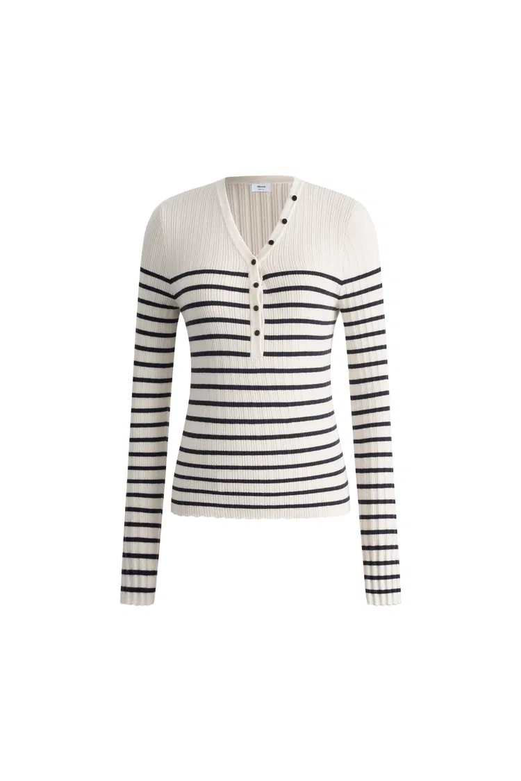 Vivi Henley Long Sleeve Top in Merino Wool Knit