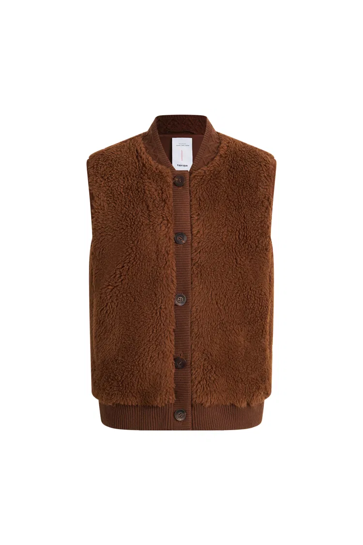 Morita Faux Fur Sherpa Fleece Vest Jacket in Alpaca-Merino Teddy