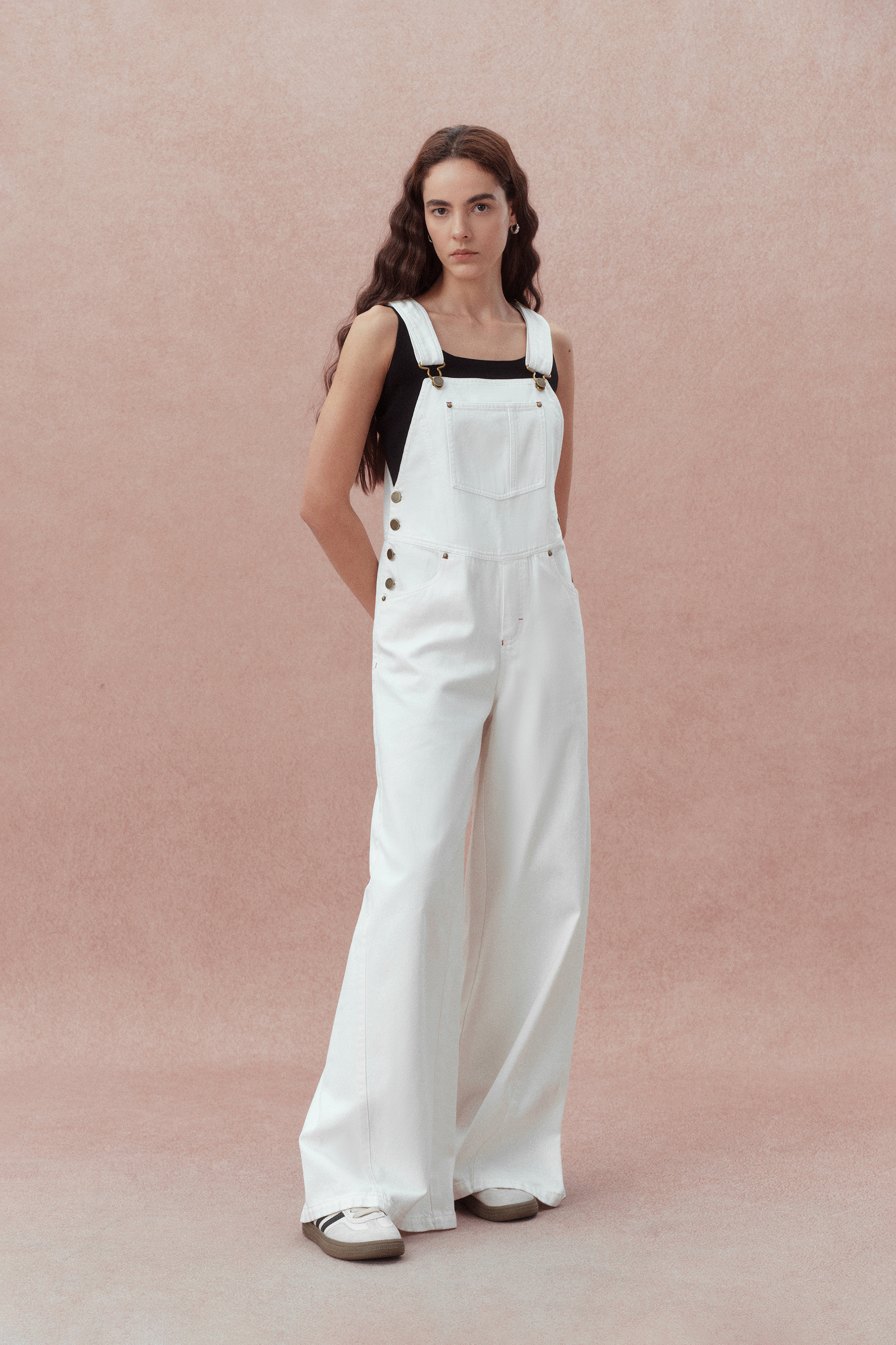 Paz White Overalls in Cotton Denim – fbrq.com
