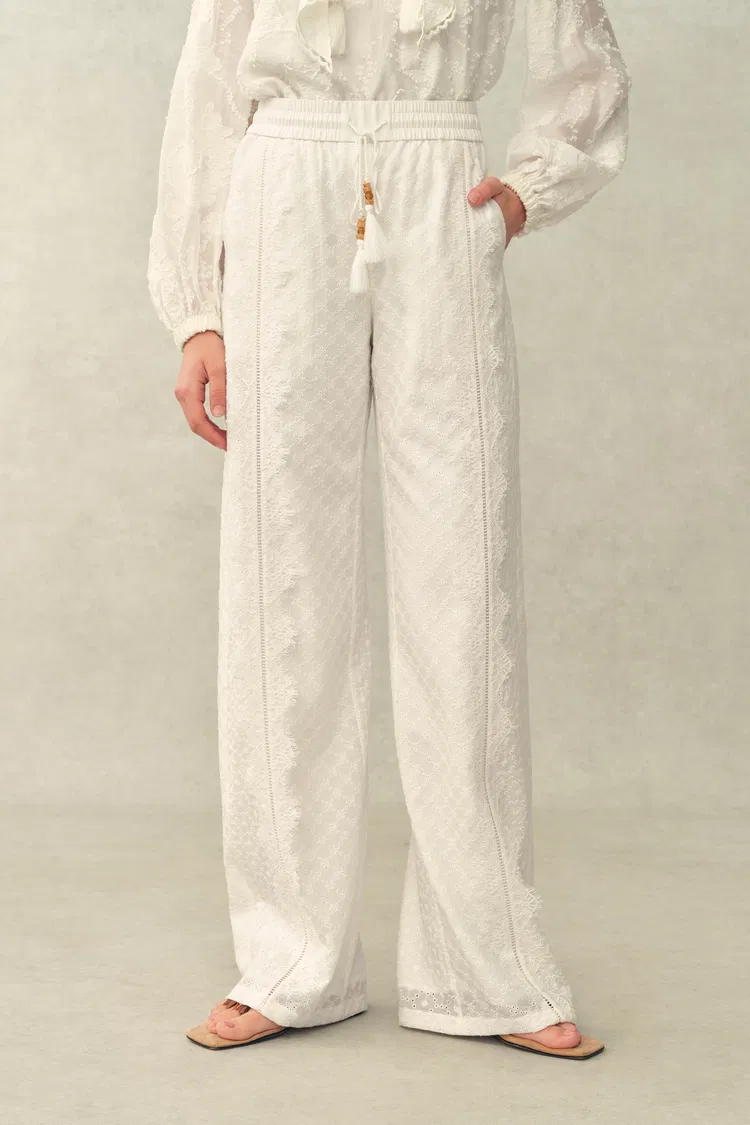 Ava Floral Drawstring Pants in Lace
