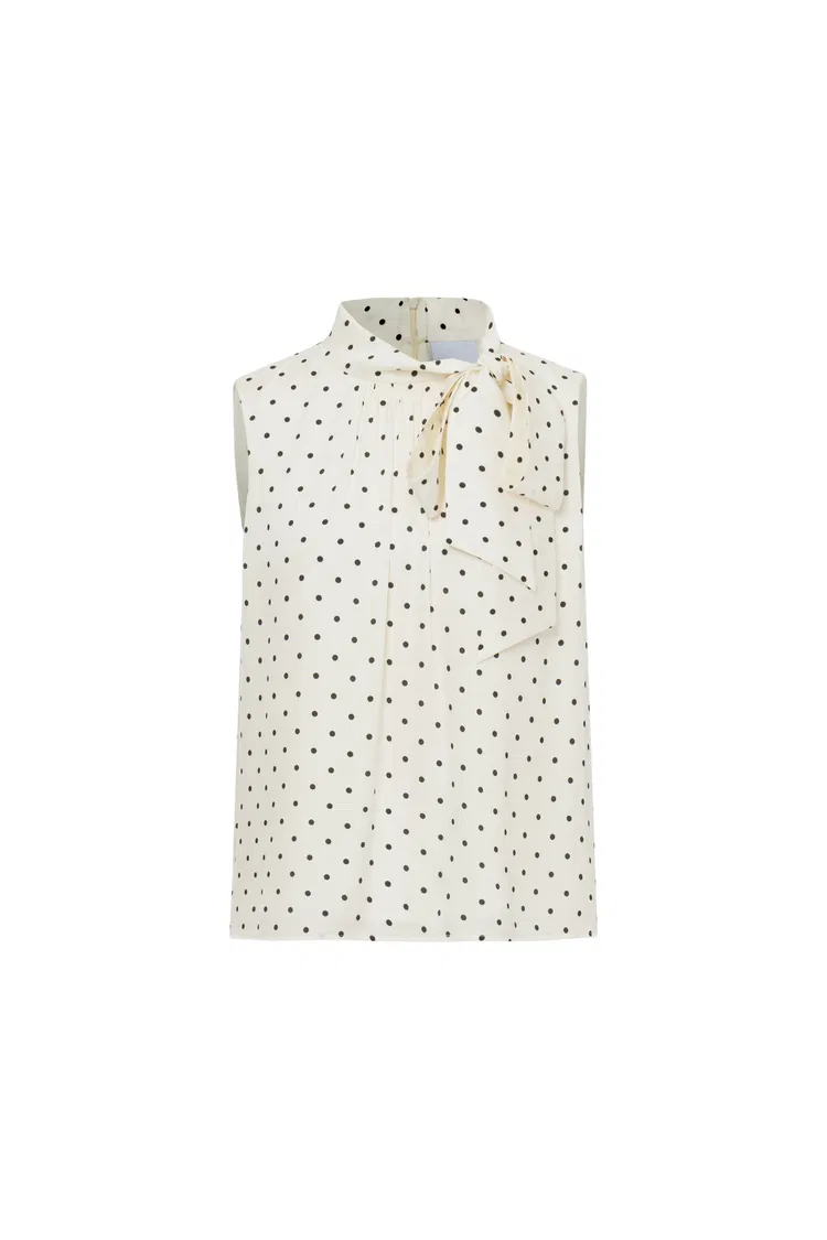 Elen Polka Dot Halter Neck Sleeveless Top in Mulberry Silk