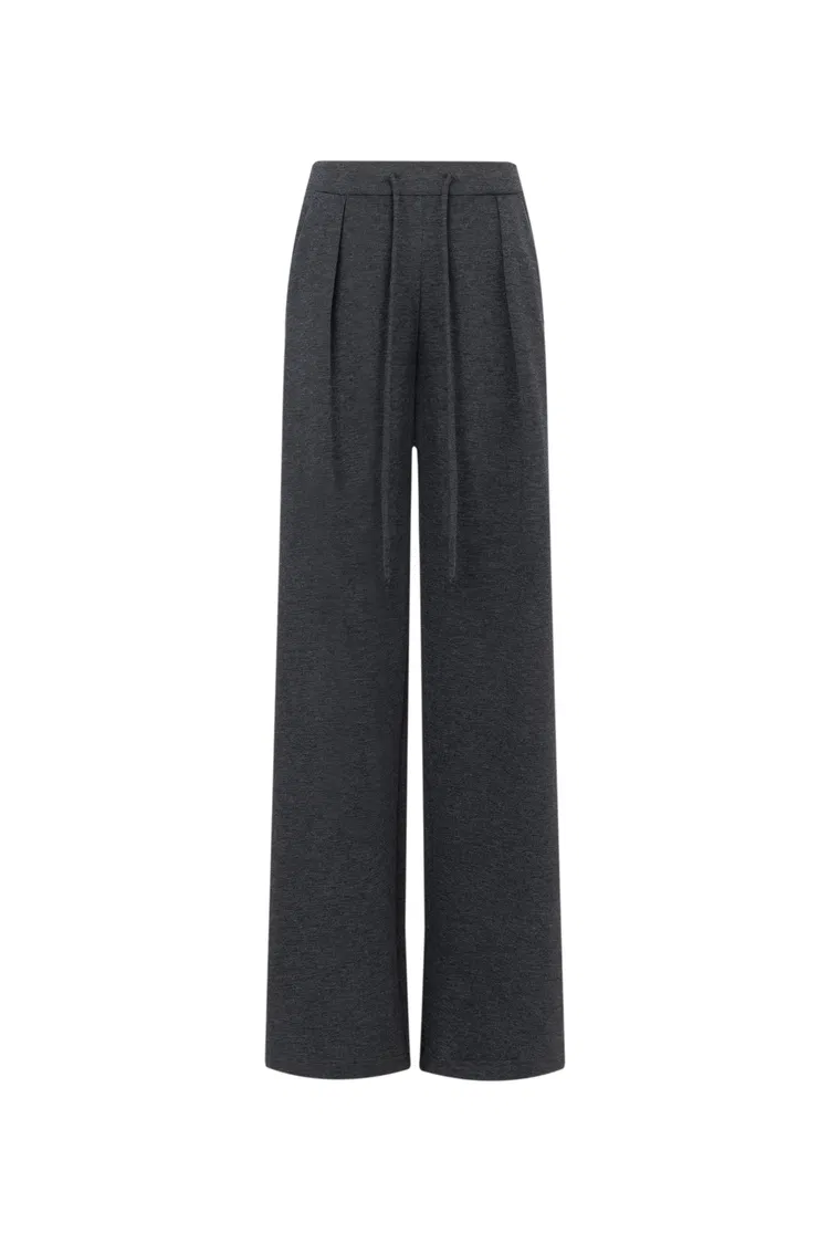 Kelly Pleated Wide Leg Track Pants in Cotton Modal Blend