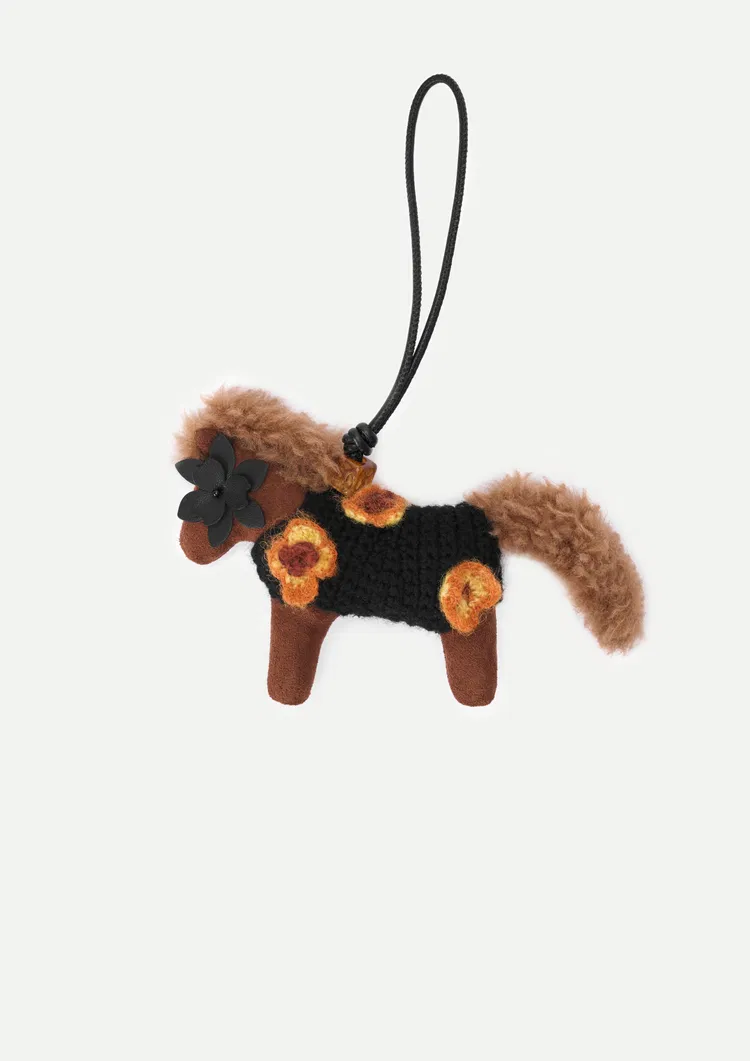 Pegasus with Flower Eye Crochet Bag Charm