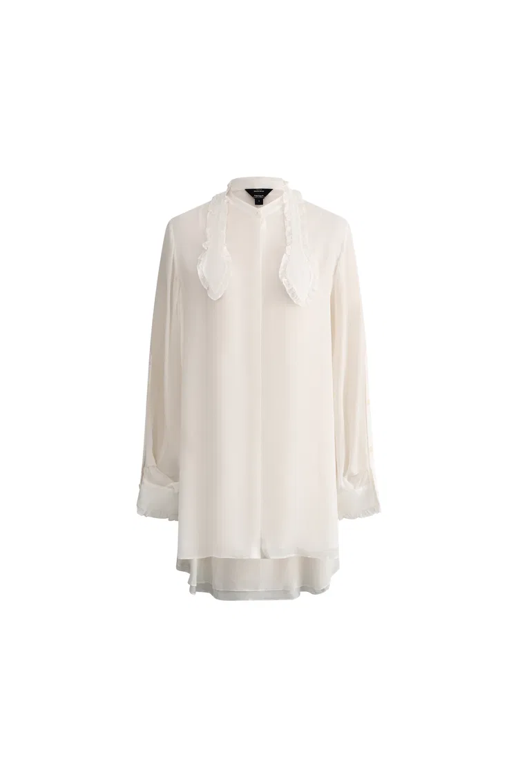 Faustine Detachable Bow Tie Blouse in Silk Georgette