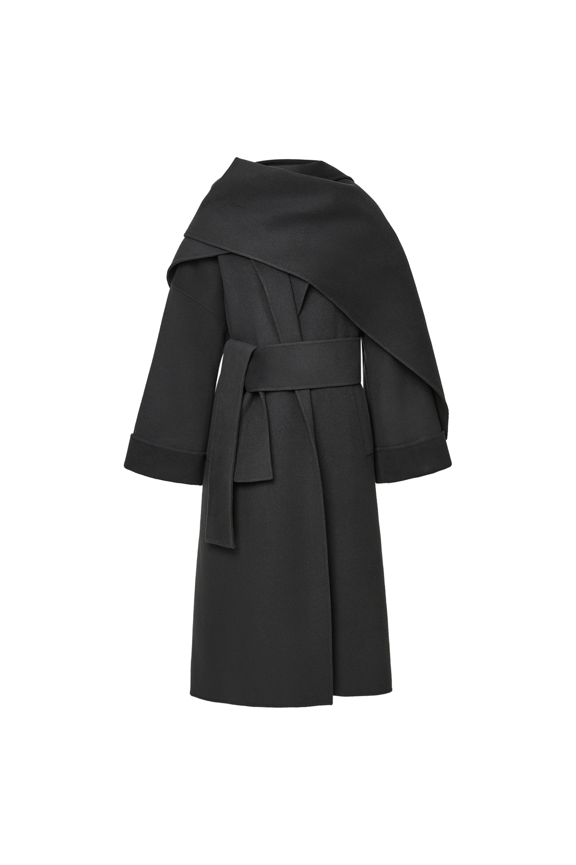 Joss Pewter Grey Funnel Neck Coat in Cashmere-Wool Blend – fbrq.com