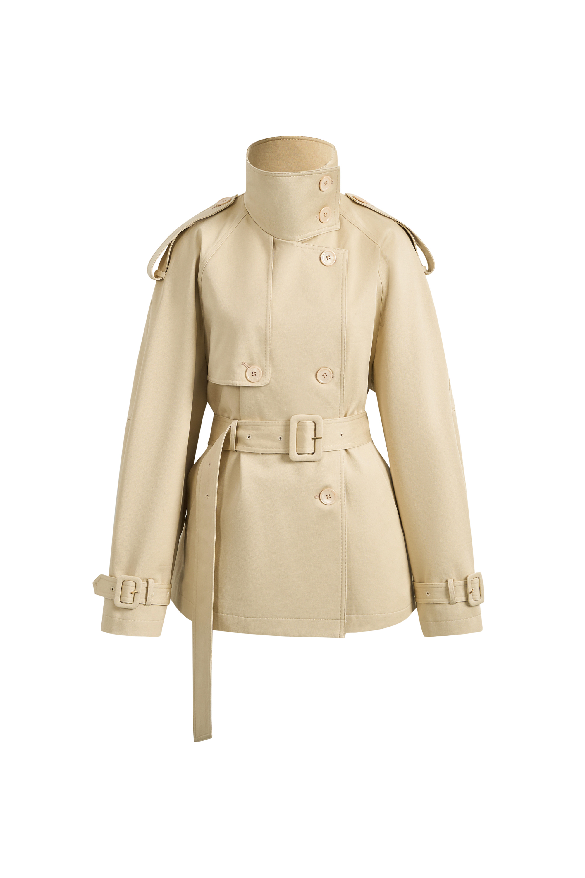 最終価格ジプソフィアShort Trench Coat ベージュ Sienna Convertible Belted Cropped Trench Coat In Lightweight