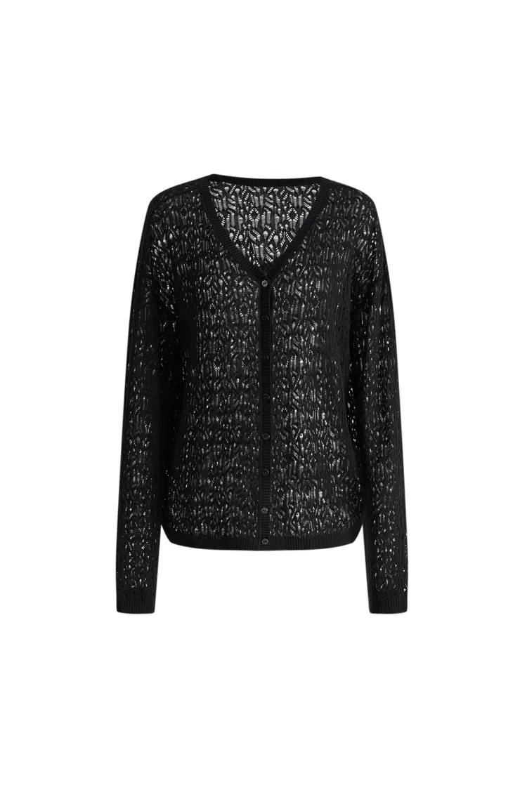 Nicole Reversible Front or Back Knit Sweater in Cashmere Blend Knit