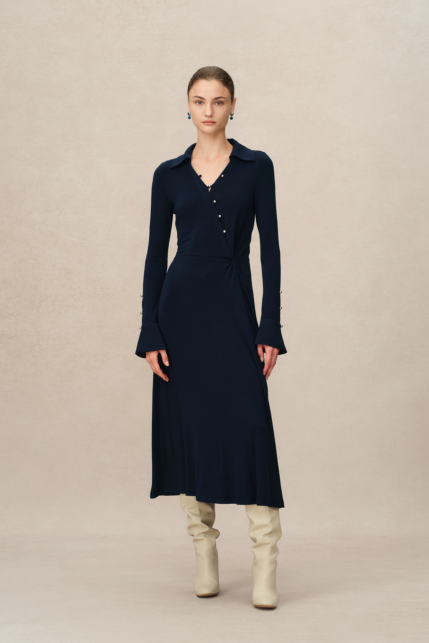 ワンピース Riu Tweed docking knit dress black Tweed cardigan×knit dress – Riu