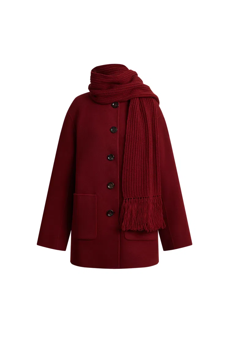 Kaila Fringed Scarf Coat in Double Face Merino Cashmere